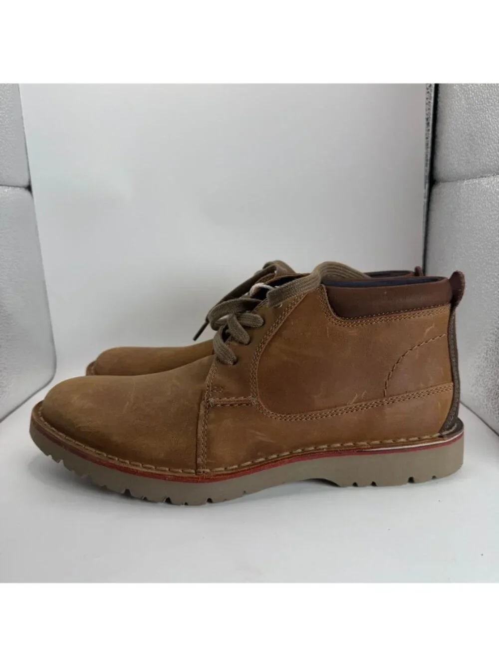 Clarks Mens Vargo Mid Leather Chukka Boots Dark Brown Size 7.5 M
